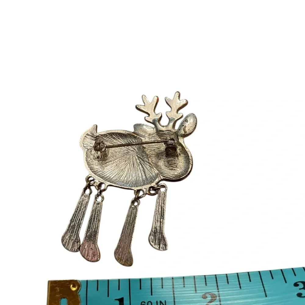 Vintage Smiling Christmas Reindeer Pin Brooch Articulating‎ Legs Festive Holiday